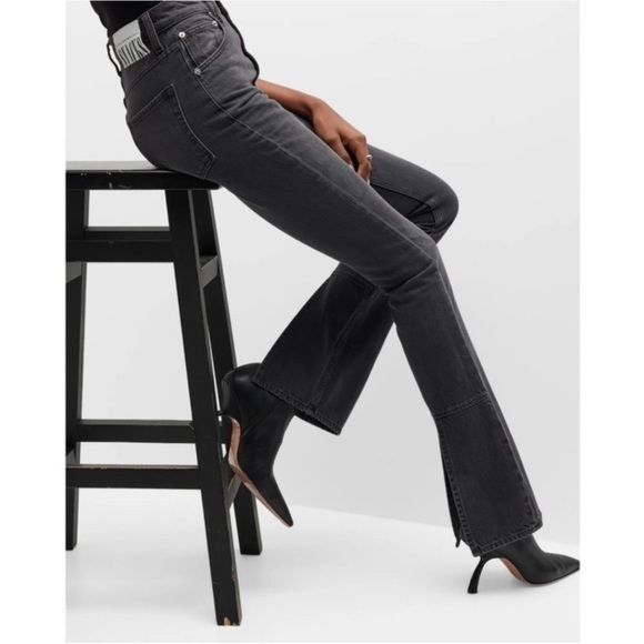 MOTHER x SNACKS High Waisted Wedge Slit Heel Jeans in Mouthwatering - Picture 2 of 5